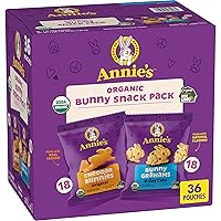 Vista 1 de Annie's Organic Snack Pack, Galletas de Queso Cheddar y Galletas de Pastel de Cumpleaños con Conejos, 36 Unidades, 36 oz