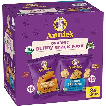 Annies Organic Snack Pack, Cheddar Bunnies Crackers and Birthday Cake Bunny Grahams, 36 Ct, 36 oz