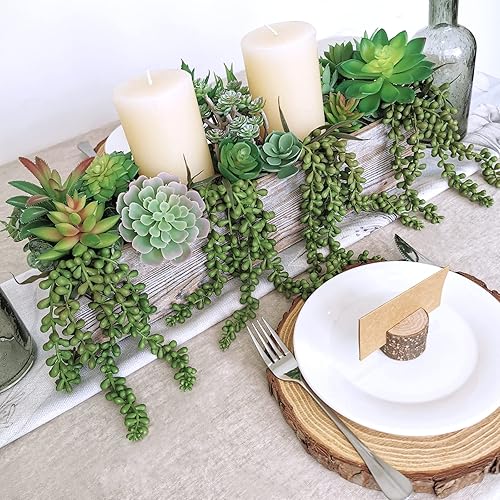 Miniatura 4 de Supla 4 piezas de suculentas artificiales colgantes de imitación de burro de cola de burro para arrastrar cadena de perlas, rociadores de vegetación