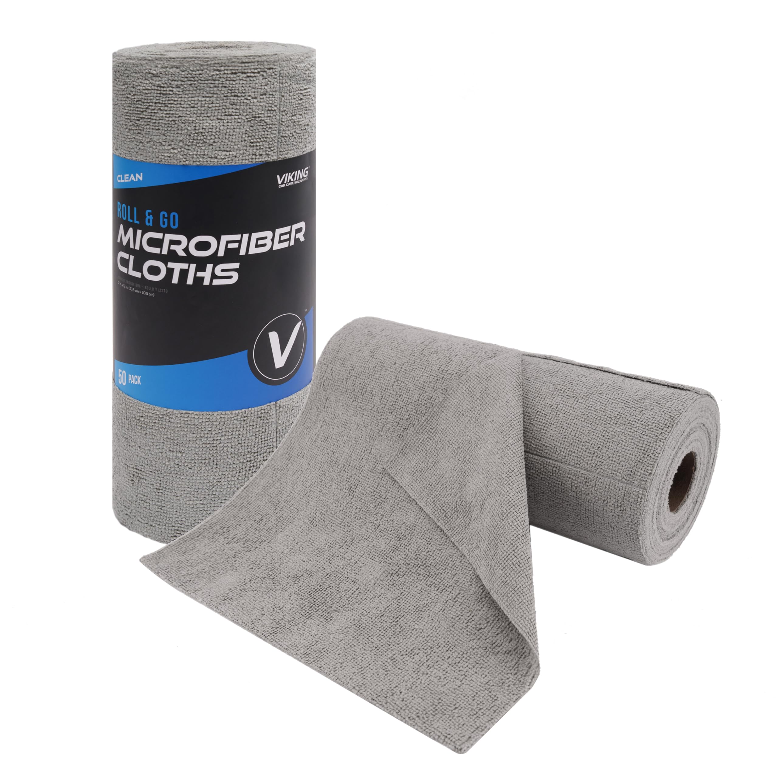 VIKING Microfiber Cleaning Cloth Roll, Reusable, 12 inch x 12 inch, 50 Pack