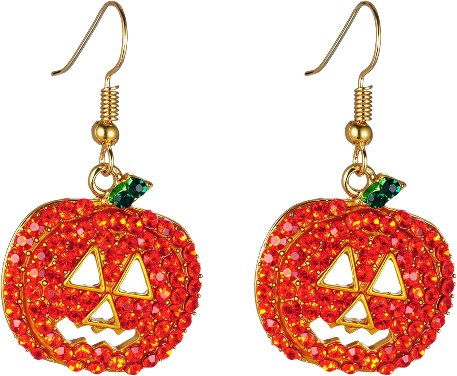 LOTSOF Halloween Pumpkin Crystal Dangle Earrings, Hypoallergenic Drop Earrings for Women Holiday Thanksgiving Halloween Pumpkin Drop Earrings