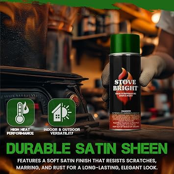 Stove Bright High Temp Spray Paint for Metal, Forest Green Satin, 12 Oz