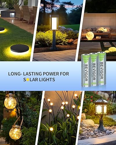 Miniatura 4 de BEVIGOR Baterías AA recargables, paquete de 12 baterías de 1000 mAh 1.2 V NiMH 1300 veces de alta capacidad doble A para luz de camino, luz de