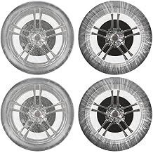 DaisyInner 100 Pcs Disposable Car Tire Covers Plastic Waterproof Tire Wheel Protector for Car Truck SUV Trailer Camper Universal Covering