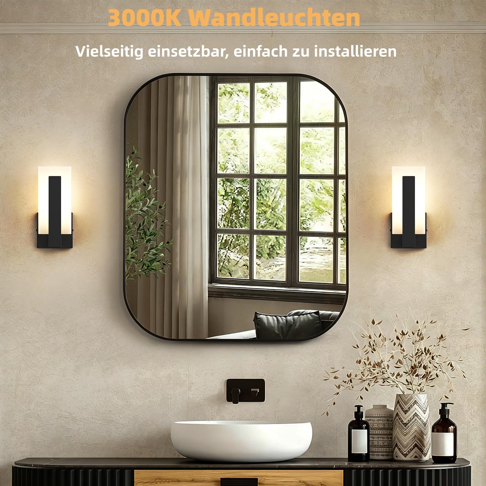 2 Pack Moderne LED-Wandleuchten Innen,3000K Wandleuchten für Wohnzimmer Schlafzimmer