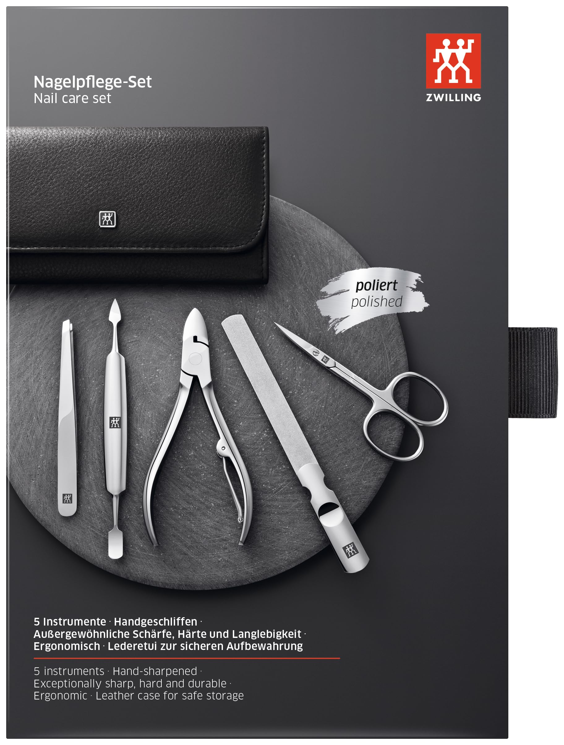 ZWILLING Classic Inox Calf Leather Manicure Set with Snap Fastener