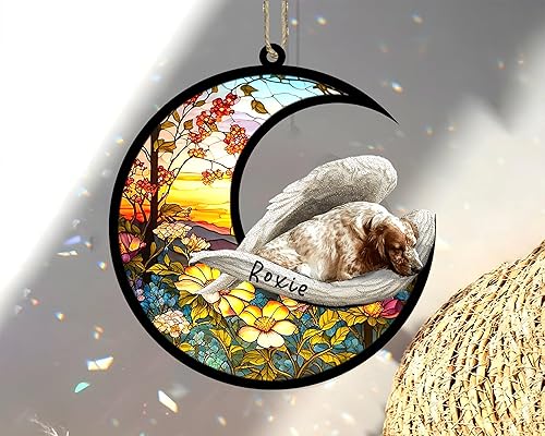 Miniatura 283 de Chow Chow Dog Memorial Suncatcher, adorno de Navidad Chow Chow con nombre, atrapador de pérdida de mascotas, regalos para los amantes de los perros