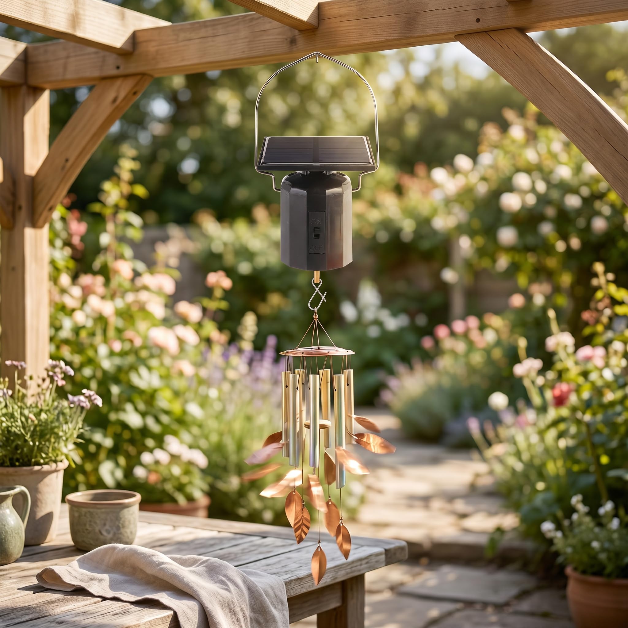 Moteur Rotatif de 40-50 Tr/Min, Moteur à Vent d'énergie Solaire, Moteur Suspendu pour Ornement de Jardin avec Crochet, Idéal pour les Articles Légers