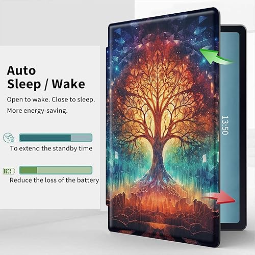 Miniatura 10 de Funda para tablet Kindle Fire 7 20222023, funda giratoria inteligente de 360 grados, soporte giratorio, cubierta de cuero suave, apagado automático