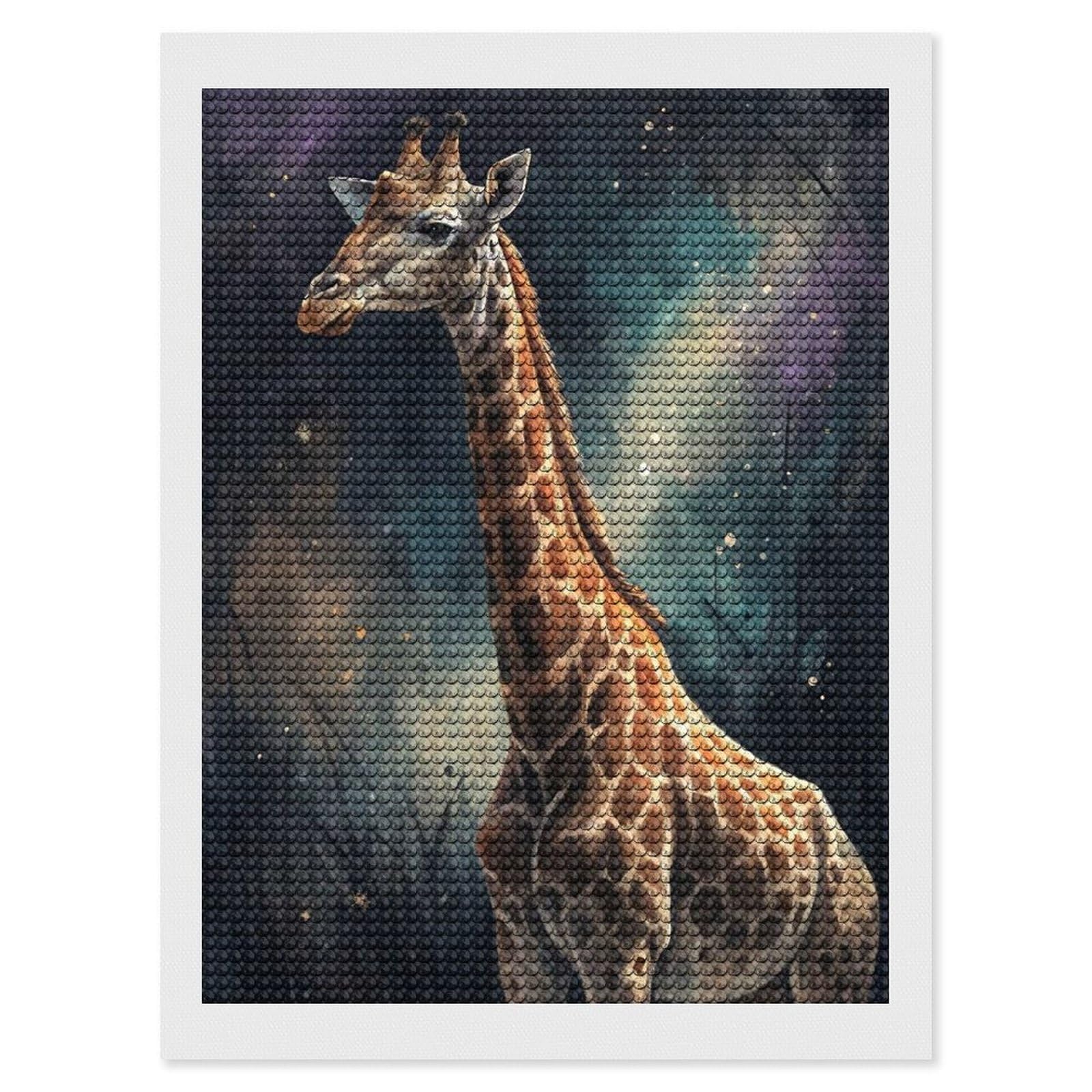 Junmoney Giraffe in A Cosmic Landscape Diamond Art Kit 12"x16", Modern Decor, Farmhouse Decor, Home Wall Art, Festive Craft Gift, Handmade Wall Decor