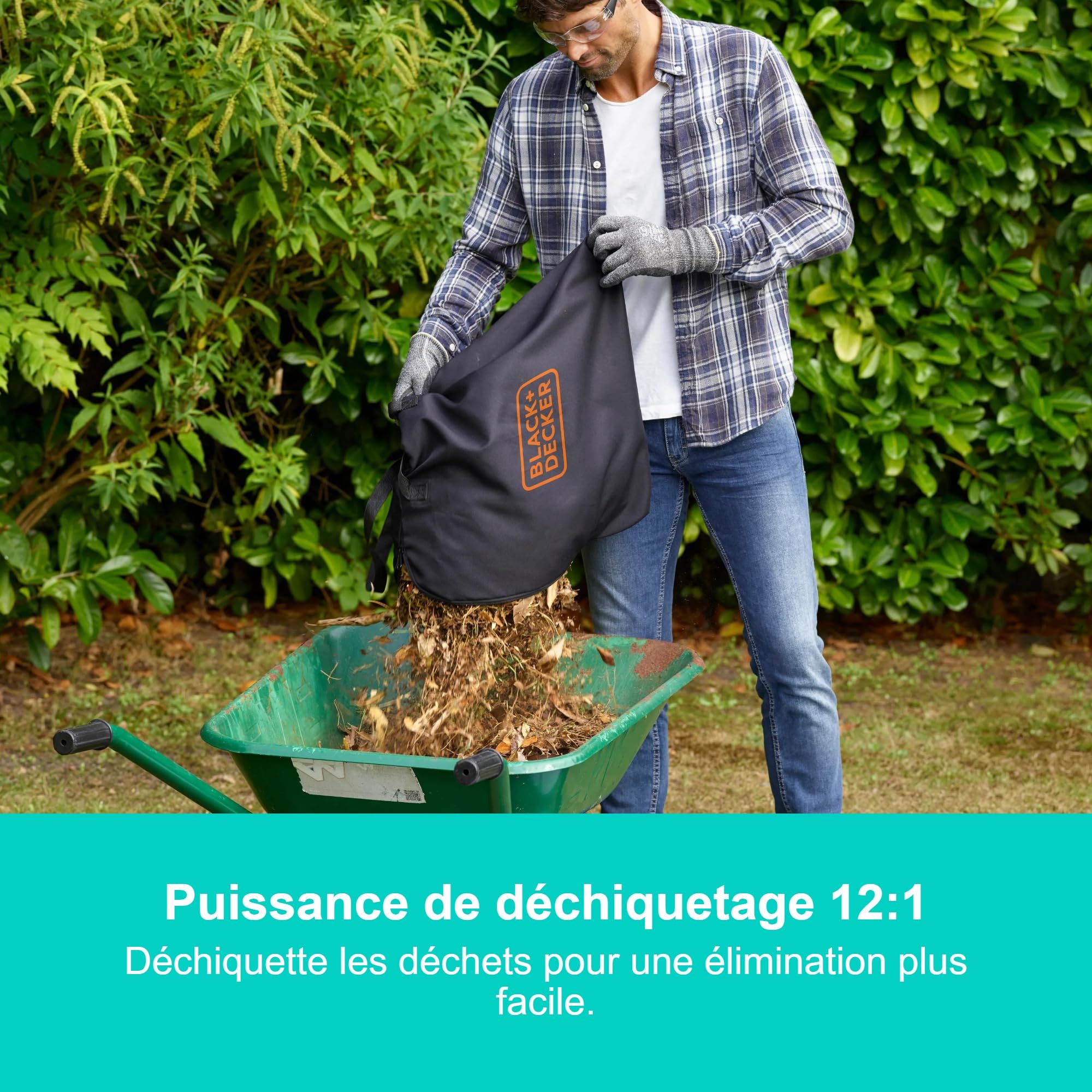BLACK+DECKER BEBLV300SB-QS Souffleur Aspirateur Broyeur de Feuilles 3-en-1 3000W