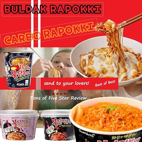 Miniatura 4 de Samyang - Combo de tazón de pollo picante Topokki (6.53 oz) y taza de ramen (70 gx2 tazas) - Buldak Tteokbokki y Ramen Combo