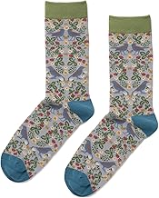 Quintessential Bird Flower Strawberry Design Womens Socks 4-8 Bamboo 1 Pair Pink Blue