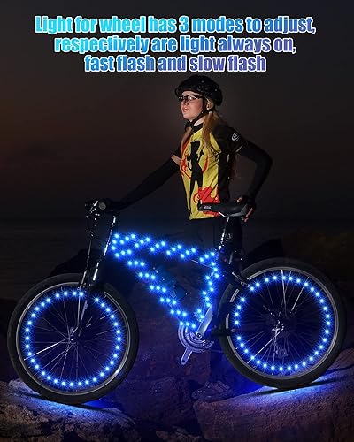 Miniatura 7 de Woanger 3 luces LED para bicicleta para montar por la noche, marco de bicicleta y luces de rueda, accesorios de bicicleta a batería, regalos
