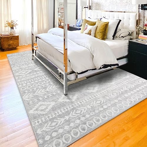 Miniatura 16 de Lahome Alfombras de cocina antideslizantes, lavables para entrada, estilo bohemio, blanco y negro, 2 x 3, alfombra de baño ultrafina con estampado