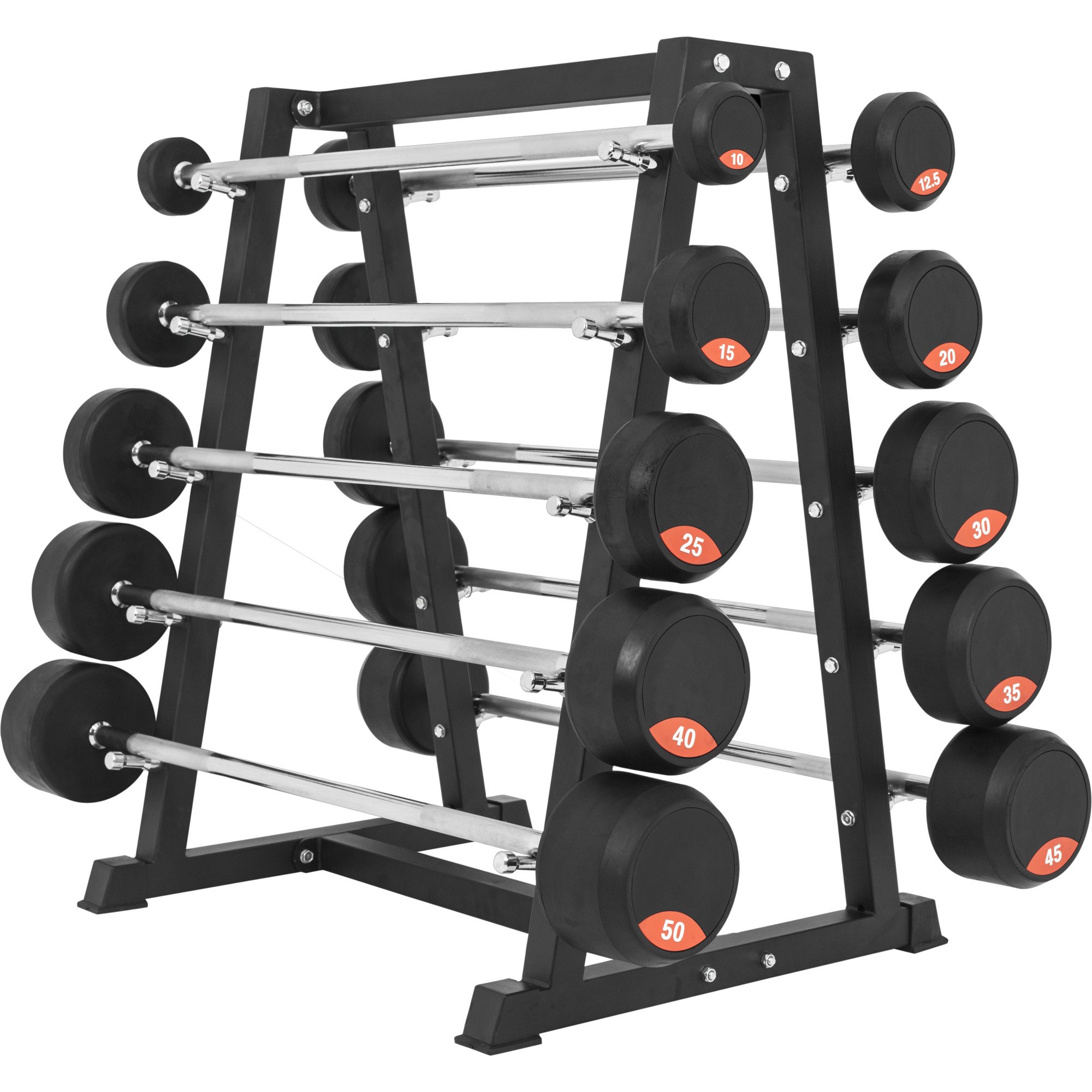 GORILLA SPORTS® Rastrelliera per Bilancieri - 113 x 89 x 79cm, Carico Massimo 400kg, Gomma, Nero - Supporto Bilanciere e Barre, Porta Pesi, Rack, Sollevamento, Fitness, Palestra, Allenamento
