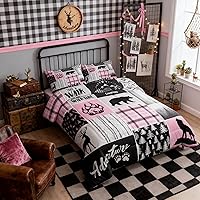 Vista 68 de Juego de edredón Deer Bear para niños tamaño completo, juego de ropa de cama rústica de aventura de caza para decoración de habitación de niños