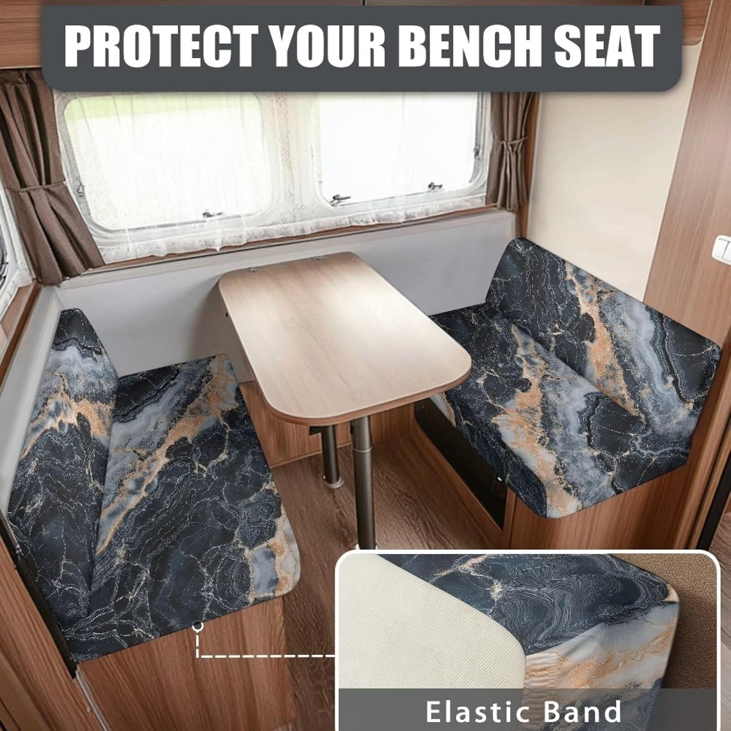Abstract Mushroom RV Dinette Cushion Covers Washable Elastic Loveseat Slipcovers for Travel Trailer Couch Chair Seat Covers, Easy to Install