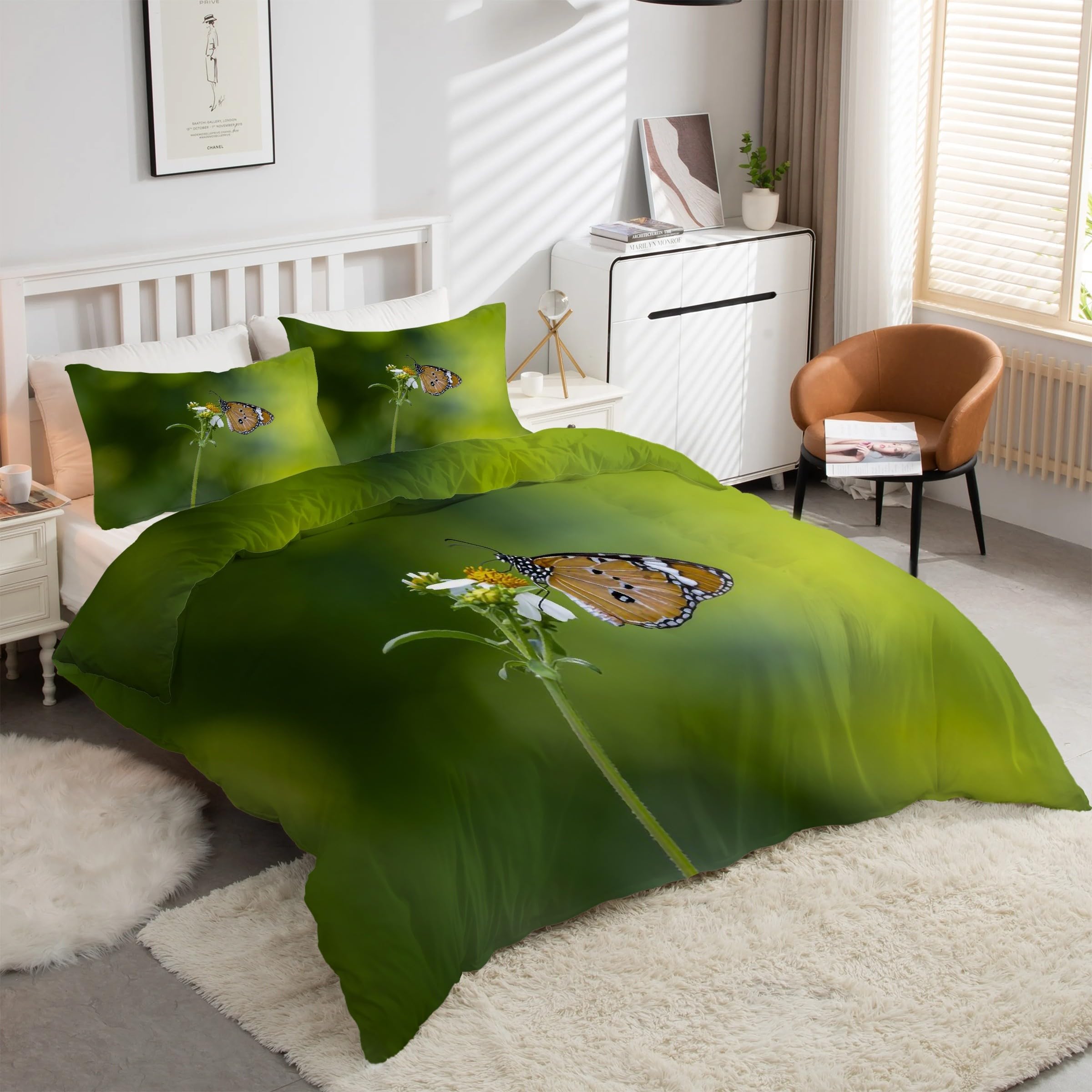 Housse de couette 240 x 260 microfibre douce motif floral parure de lit 3 pièces grand lit adulte