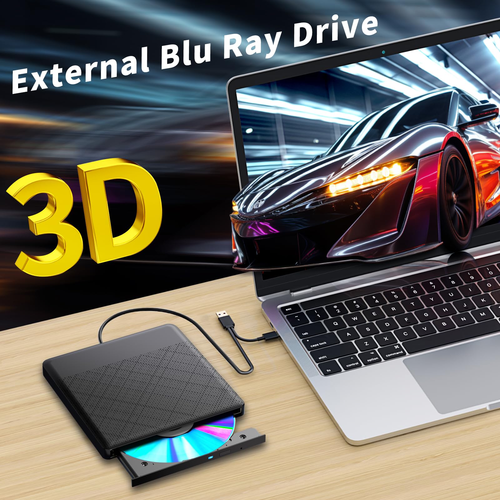 Externes Blu-ray Laufwerk Blu-ray Laufwerk DVD/BD Player Lesen/Schreiben Tragbares Blu-ray Laufwerk USB 3.0 und Typ-C DVD Recorder Ultra High Definition Blu-ray Recorder für Windows 7/8/10/11/MacOS