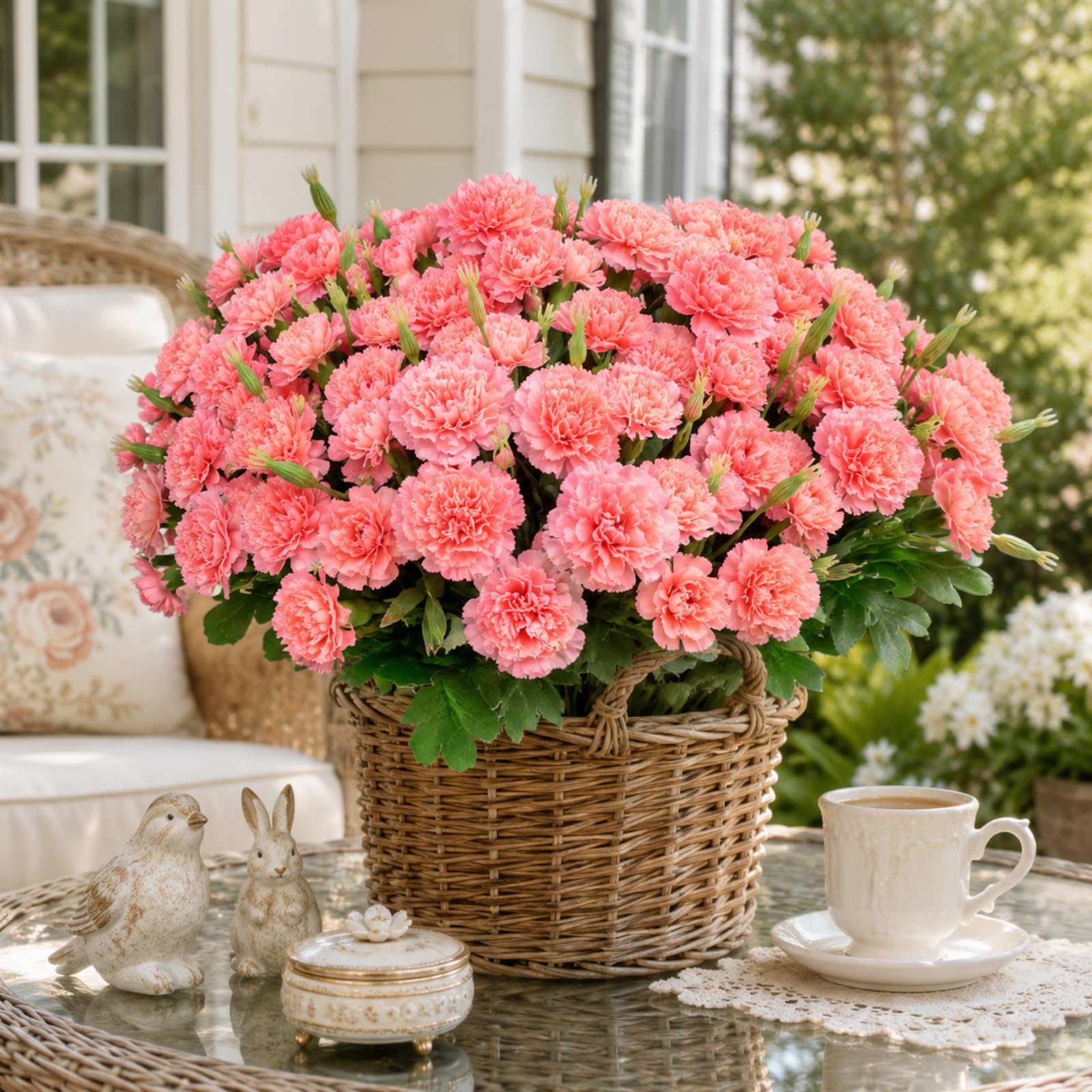 astylishome Artificial Carnations Flowers 30 Heads Pink Carnation Flower Bulk With Sterms Fake Flowers Bouquet Silk Petals No Fade Faux Floral for Mother's Day Wedding Home Decoration F2148