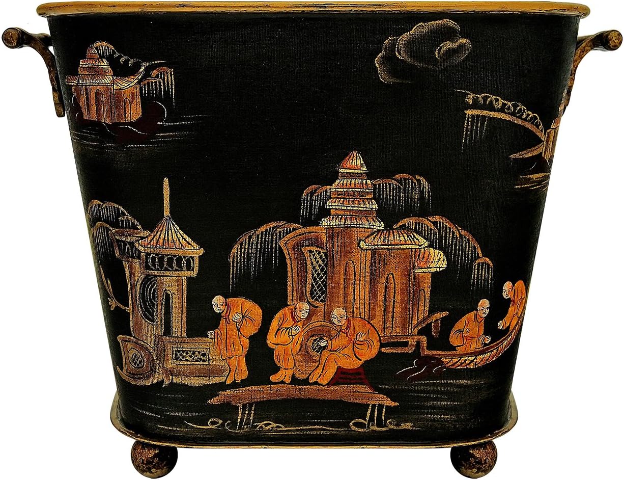 Mr Fredrik Pot Or Trash Can in Hand Painted Plate, Metal, Multi-Colour, 34 x 36 x 36 cm