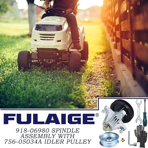 Miniatura 2 de Conjunto de husillo 918-06980 preengrasado con polea tensora 756-05034A sustituye al conjunto de husillo Cub Cadet 918-06980 918 06980 91806980