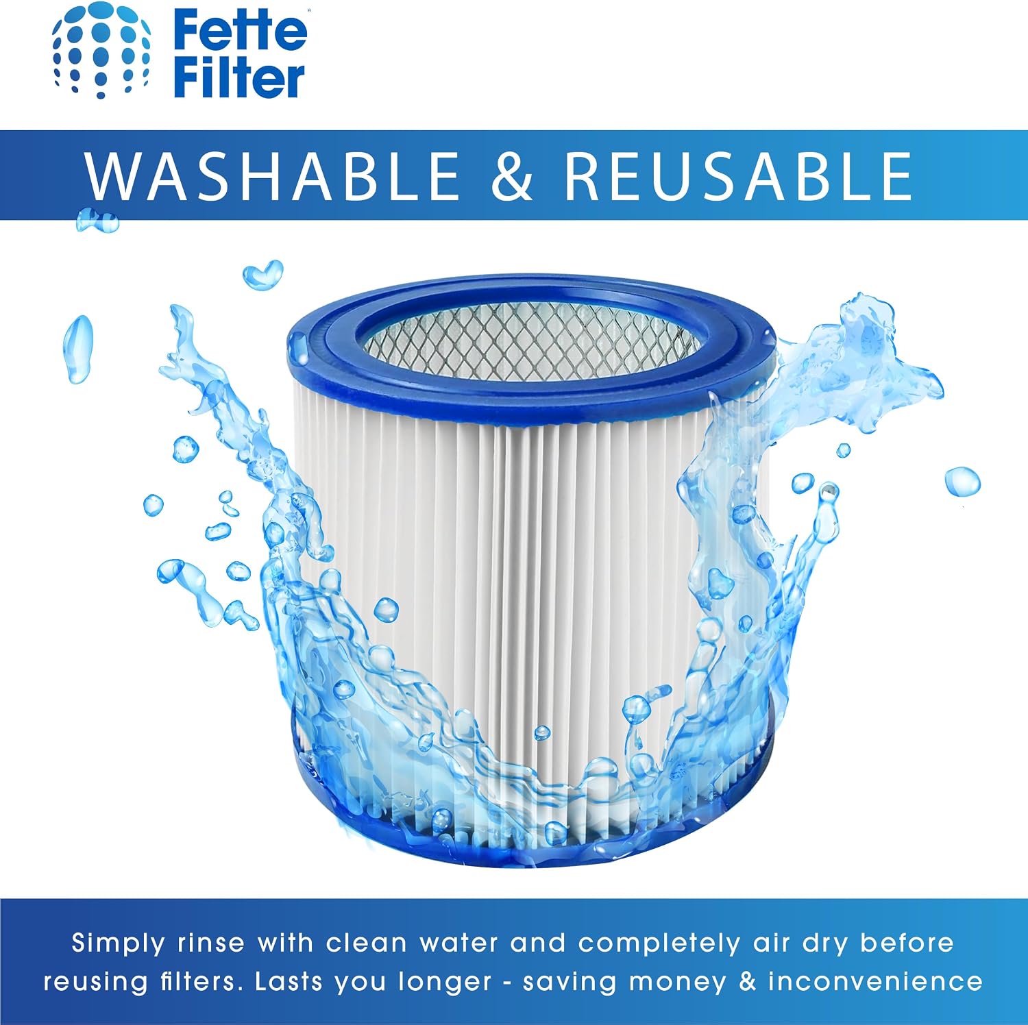 Fette Filter - 9032933 HEPA Cartridge Filter Replacement Compatible with Shop-Vac Ash Vacuum CleanStream 4041100 4041200 Model CAV150 Part # 9032933 - Pack of 2