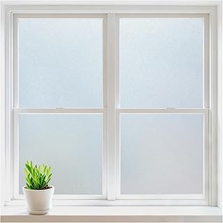 rabbitgoo Window Privacy Film, Frosted Glass Window Clings, Static Cling UV Heat Blocking Door Stickers for Home Bathroom, Removable Indoor Decal Coverings Day and Night, Pure, 17.5 x 78.7 Inches