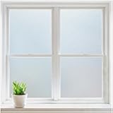 rabbitgoo Window Privacy Film, Frosted Glass Window Clings, Static Cling UV Heat Blocking Door Stickers for Home Bathroom, Removable Indoor Decal Coverings Day and Night, Pure, 17.5 x 78.7 Inches