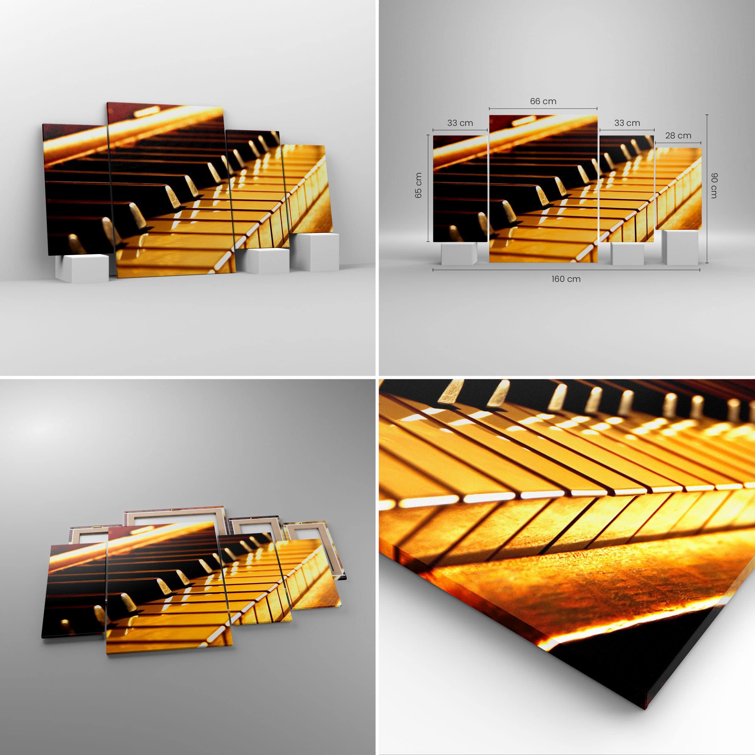 ARTTOR Leinwandbild 160x90cm Wandbild Musik - 2200 | Klavier Konzert Mehrteilige Groß XXL Wanddekoration Wohnzimmer Schlafzimmer Wanddeko Wand Kunstdruck Wandkunst ARTTOR