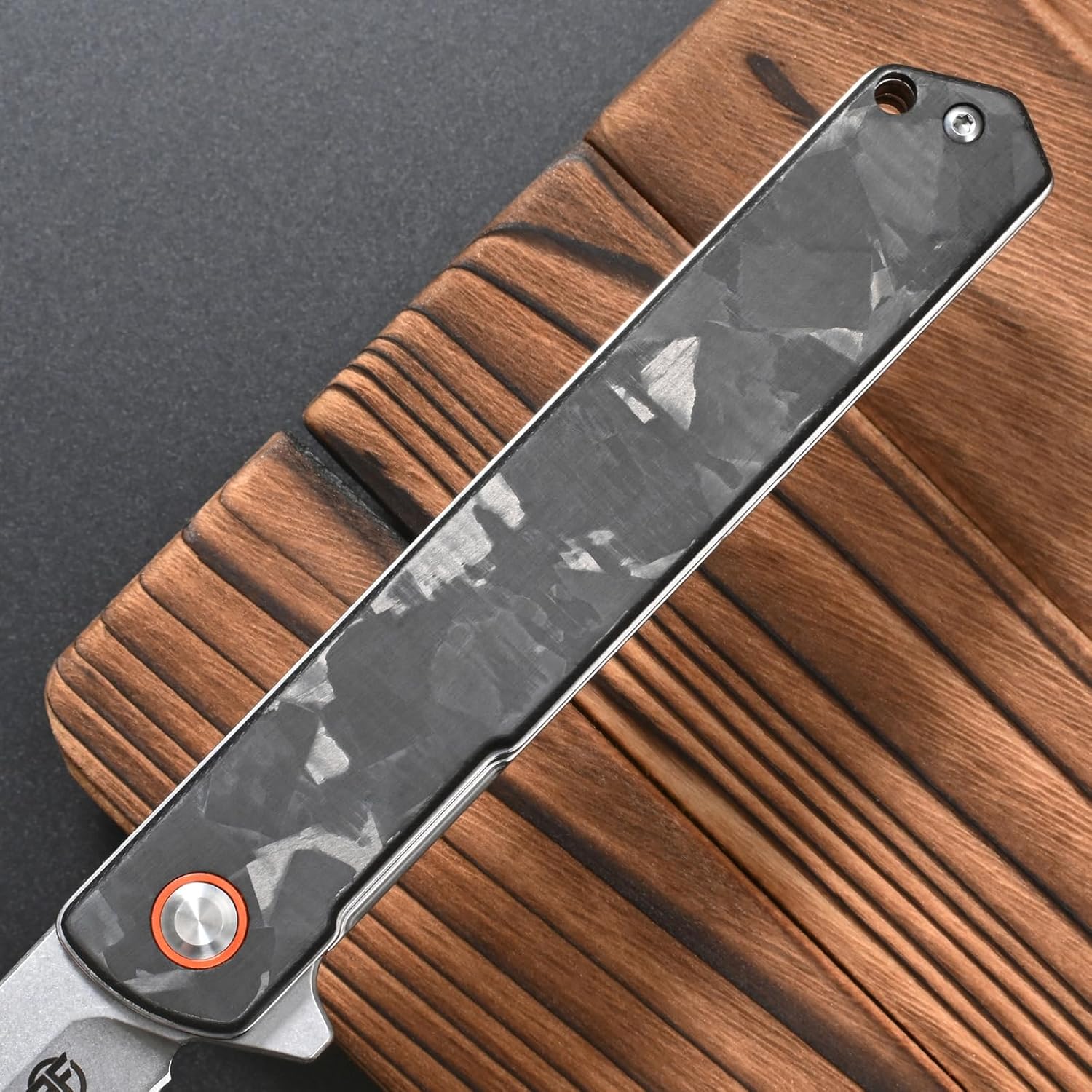 FF8 Folding Knife, 14C28N Steel Blade Carbon Fiber Handle with Pocket Clip for Men Women Outdoor Camping Fishing Working Survival(Black)