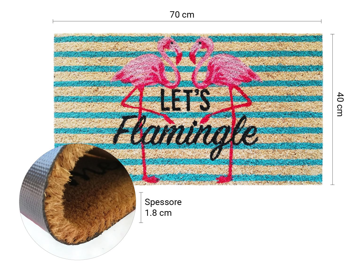 Zerbino In Fibra Di Cocco Banzaii 40x70cm - Retro Antiscivolo, Assorbente, Per Interno/Esterno - Foto 12