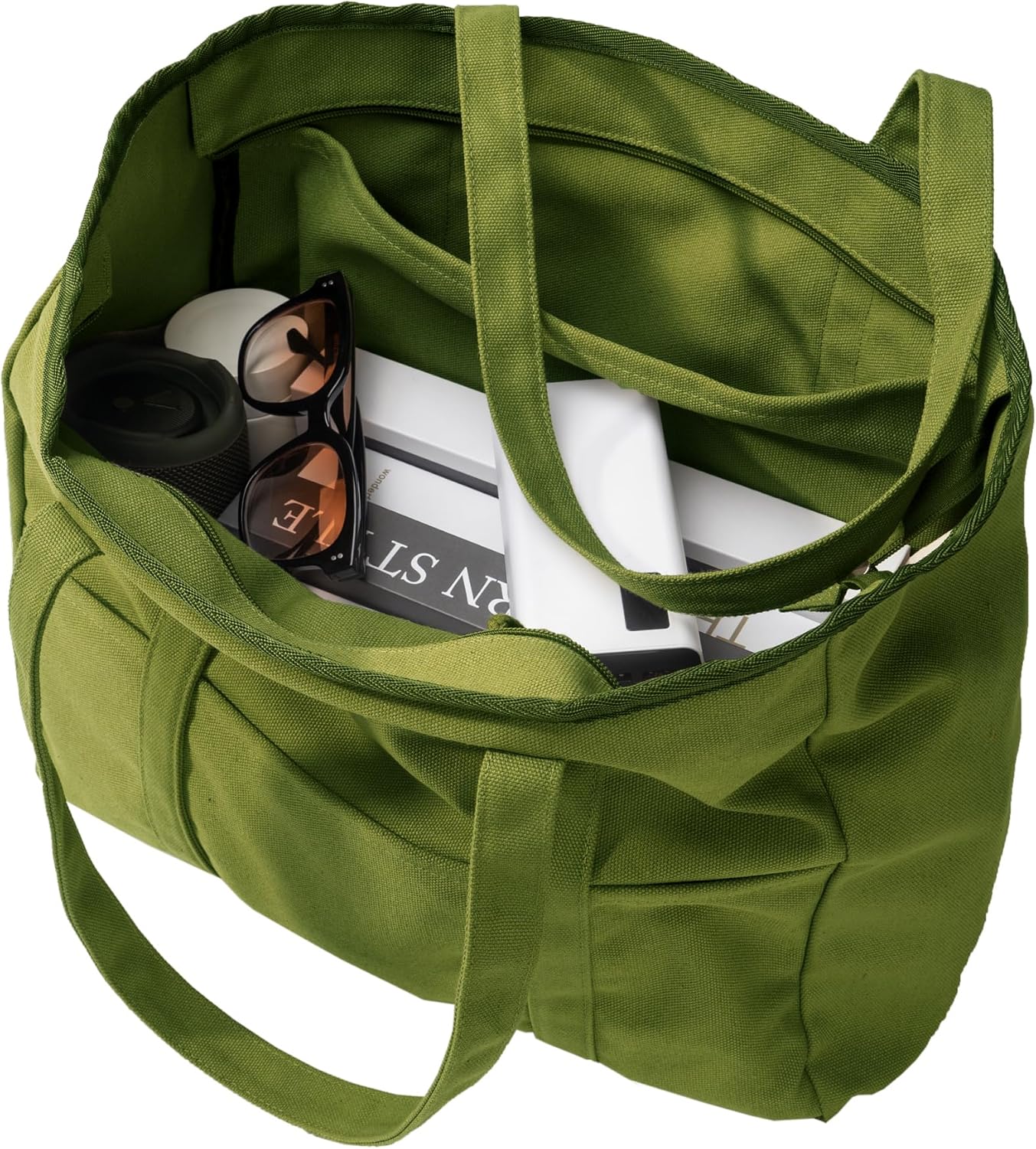 Bagelite Extra Large Canvas Tote Bag for Women Men, Utility Work Bags with Zipper