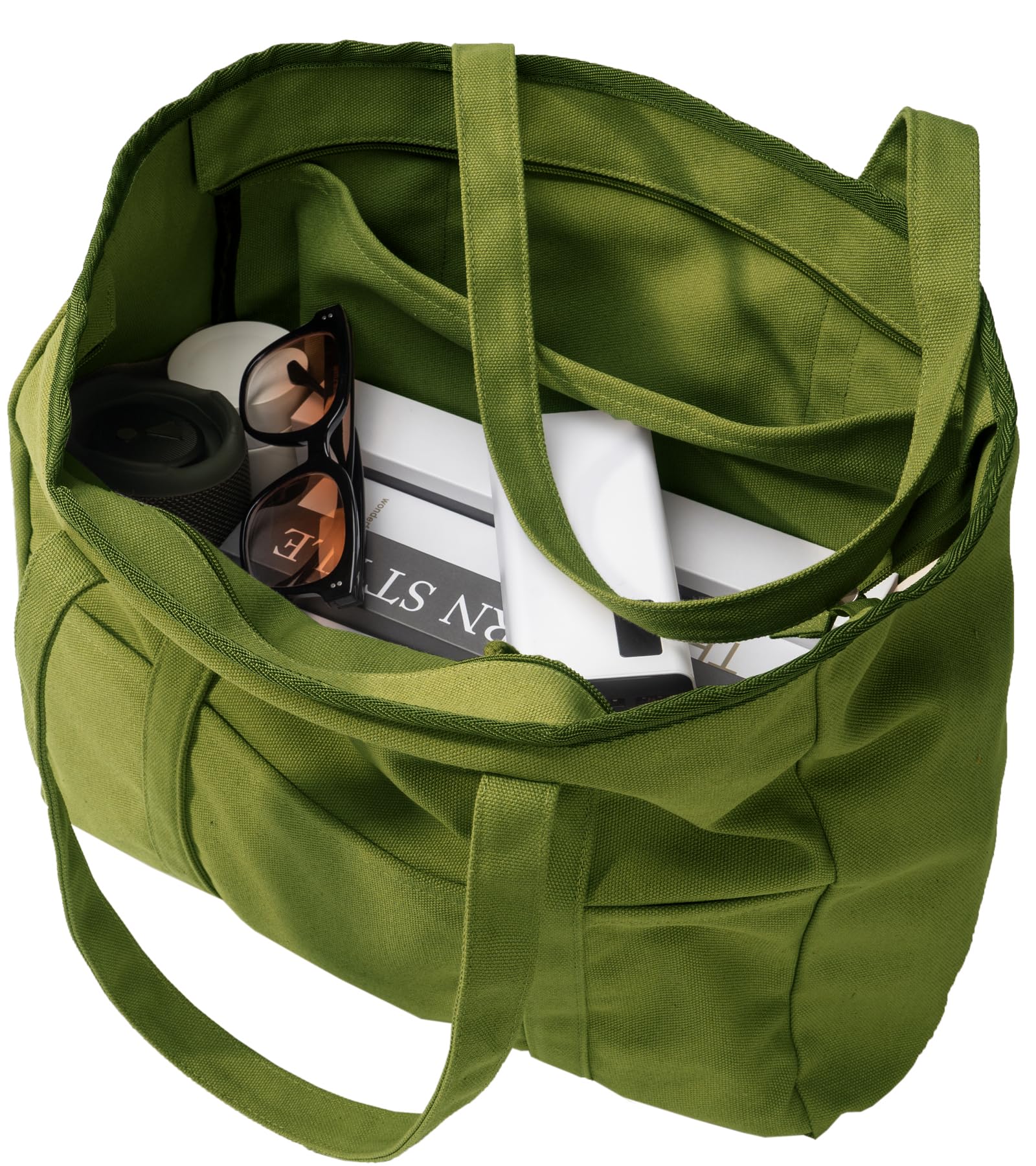 Bagelite Extra Large Canvas Tote Bag for Women Men, Utility Work Bags with Zipper