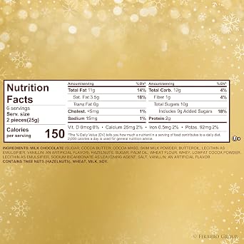 Ferrero Rocher, 6 Count, Premium Gourmet Milk Chocolate Hazelnut, Luxury Chocolate Holiday Gift, Individually Wrapped, 2.6 Oz