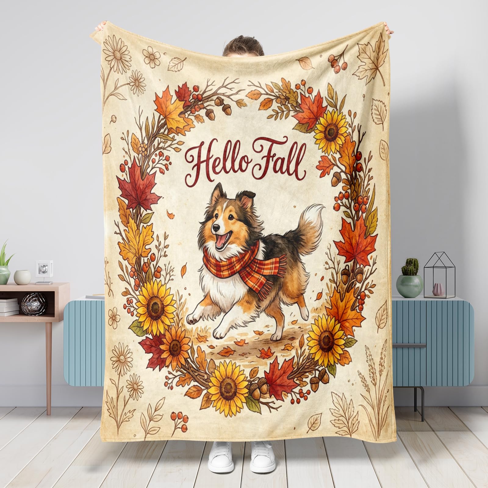 Couverture d'automne en flanelle pour voyage et pique-nique