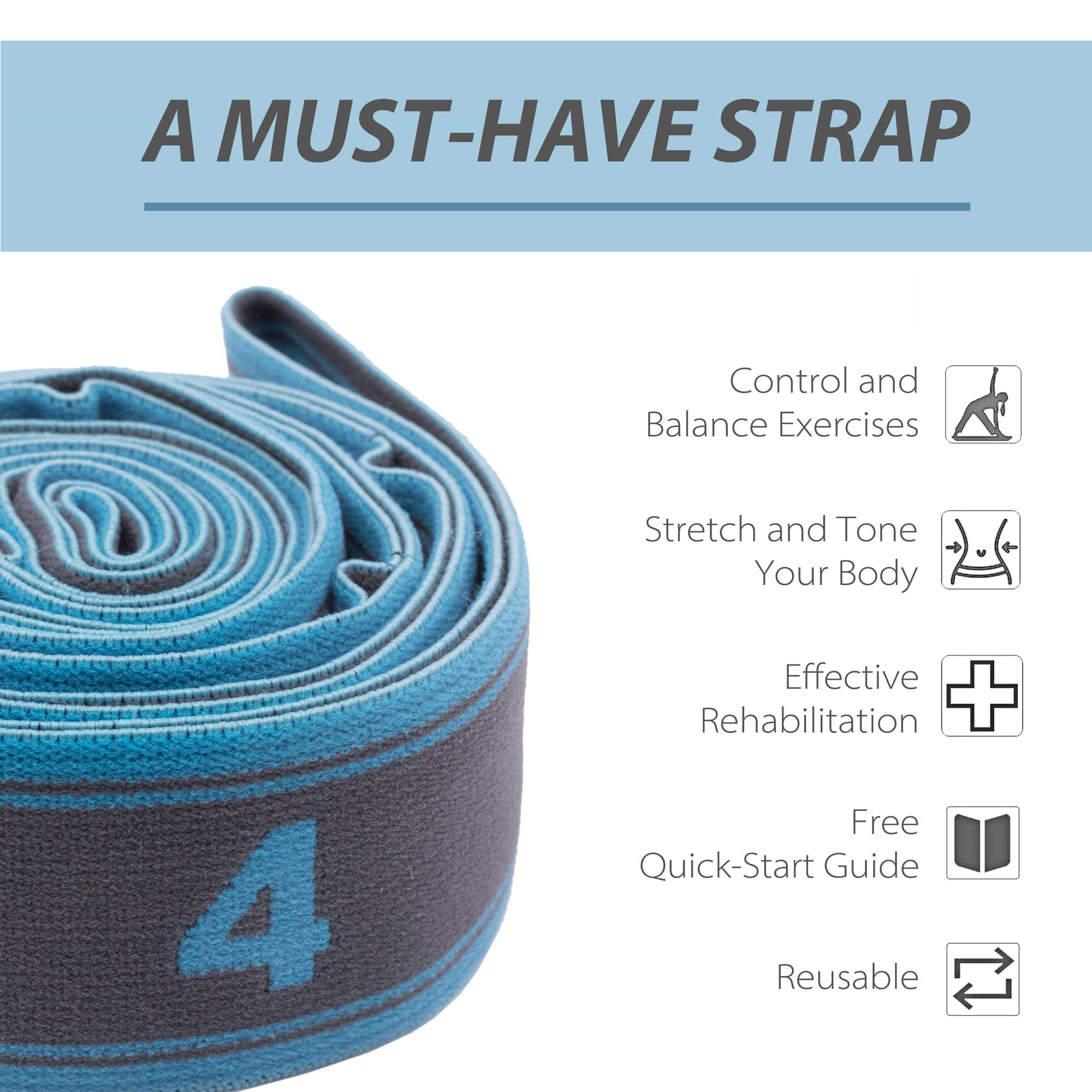 Fitter’s Niche Exercise Resistant Stretch Band, High Elastic Multi-Level Stretching Strap, Ideal for Tone Muscles Physical Therapy Gym Recovery Dancing Flexibility Hamstring,Bonus Carry Bag and E-book