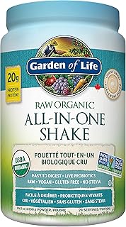 Garden Of Life Raw All-in-One Nutritional Shake, Lightly Sweet, (28 servings- 1038g.) Packed with 20 grams of Certified Organic Plant Protein packed with incredible nutrition to help build lean muscle. Assists in the building of lean muscle when combined with regular training and a healthy balanced diet. Loaded with 44 Superfoods, 21 Whole Food Vitamins & Minerals