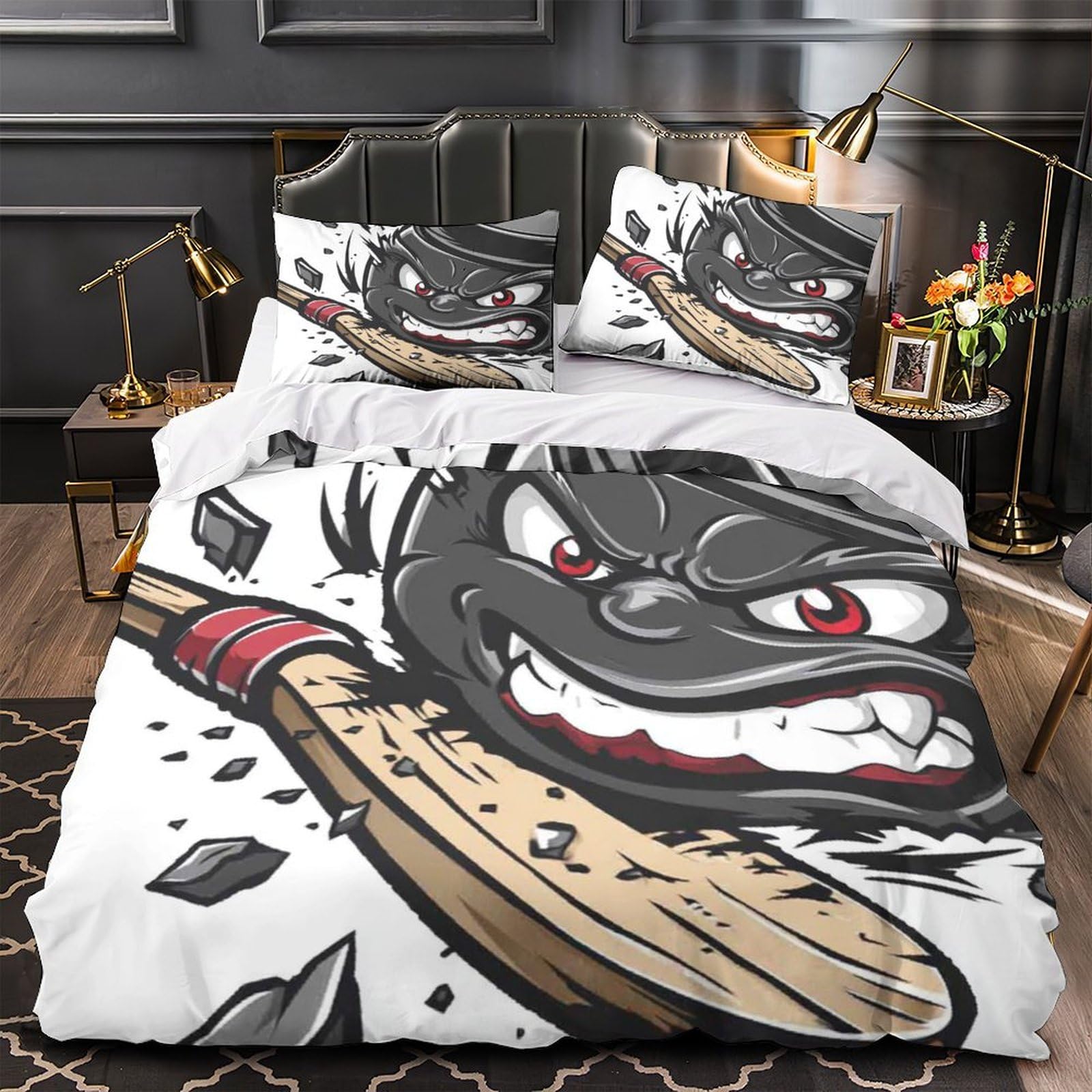 Linge de lit 3D Angry Coon microfibre King 220x240cm avec 3 pièces pour chambre