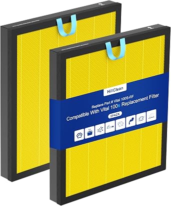 Vital 100S Pet Allergy Replacement Filter for LEVOIT Vital 100S Vital 100S Vital 100S-P Air Purifier 3 in 1 Filter Efficiency Activated Carbon Pet Dust Pollen Vital 100S-RF-PA 2 Pack