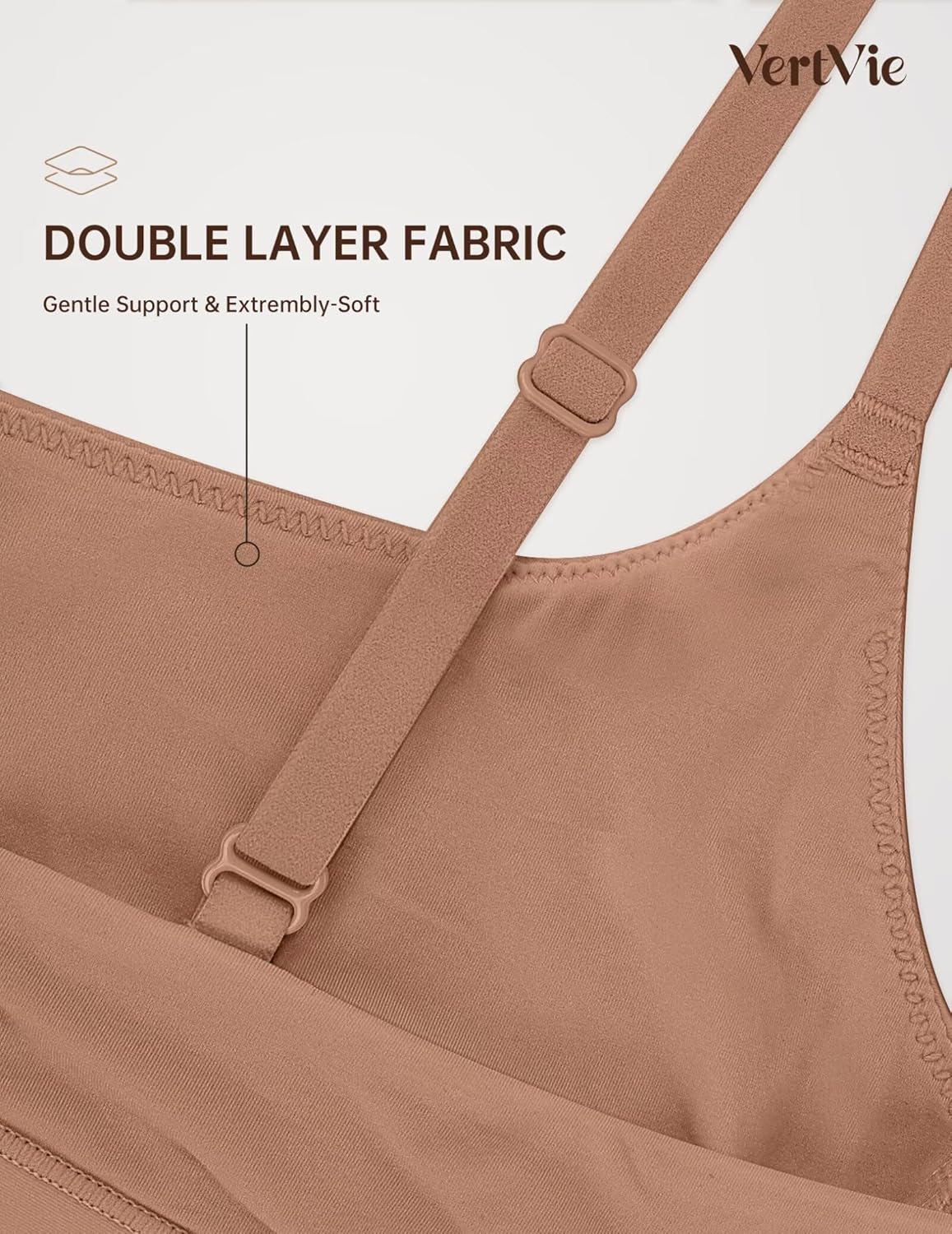 Vertvie Womens Wireless Bralettes Cami Bras Unlined Seamless No Underwire No Padding Scoop Neck Comfort T Shirt & Sports Bra - Image 6