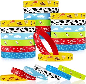 Deekin 36 Pcs Western Cow Print Silicone Bracelets Party Favors for Kids