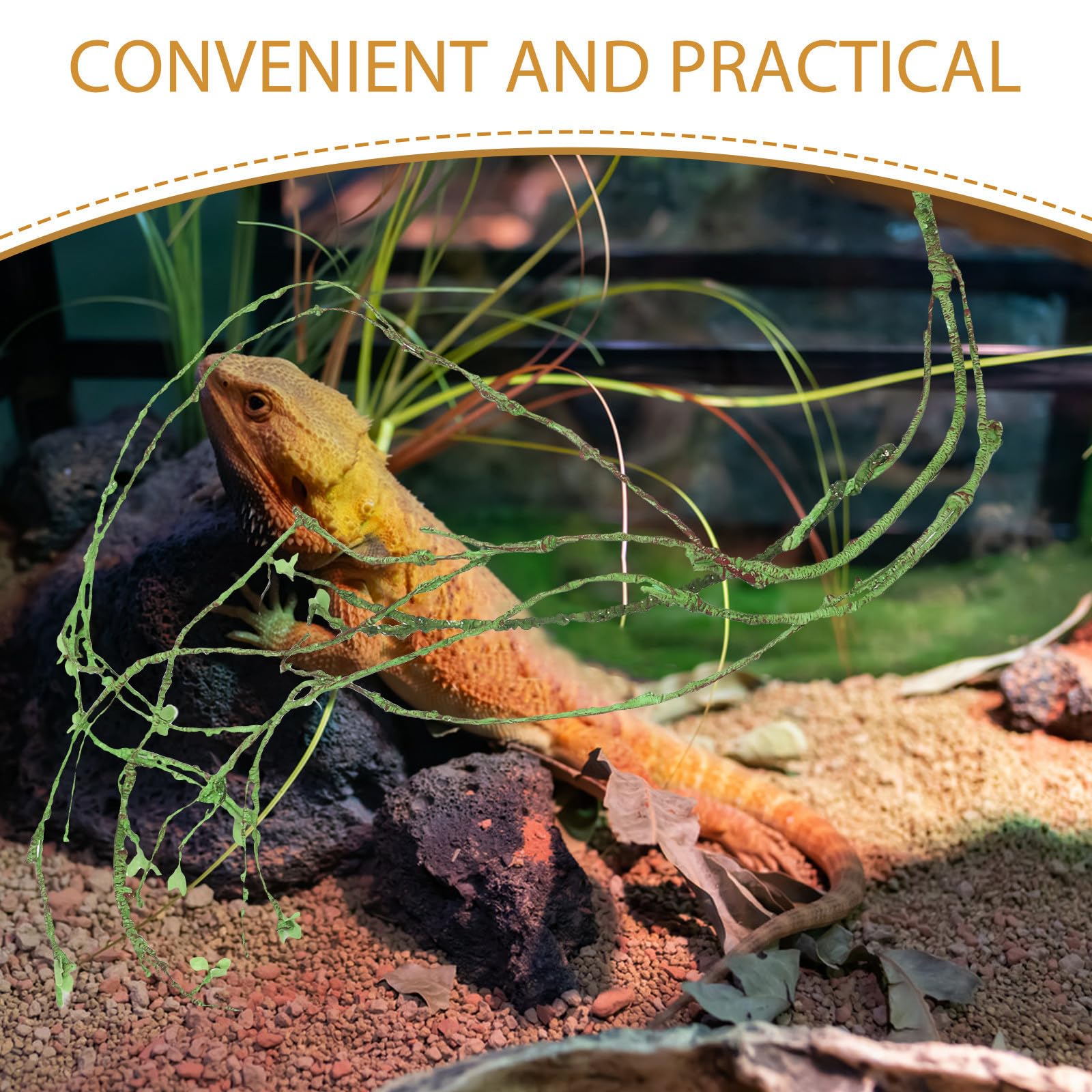 Alipis Enredadera Artificial y Realista, Flexible para Terrario de Reptiles
