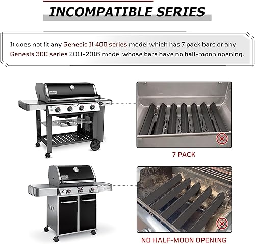 Miniatura 7 de 66032 66795 Barras aromatizantes de 17 pulgadas de repuesto para Weber GS4 Genesis II 300, E-310 E-315 E-335 E-330 S-335, piezas Genesis GS4 II LX