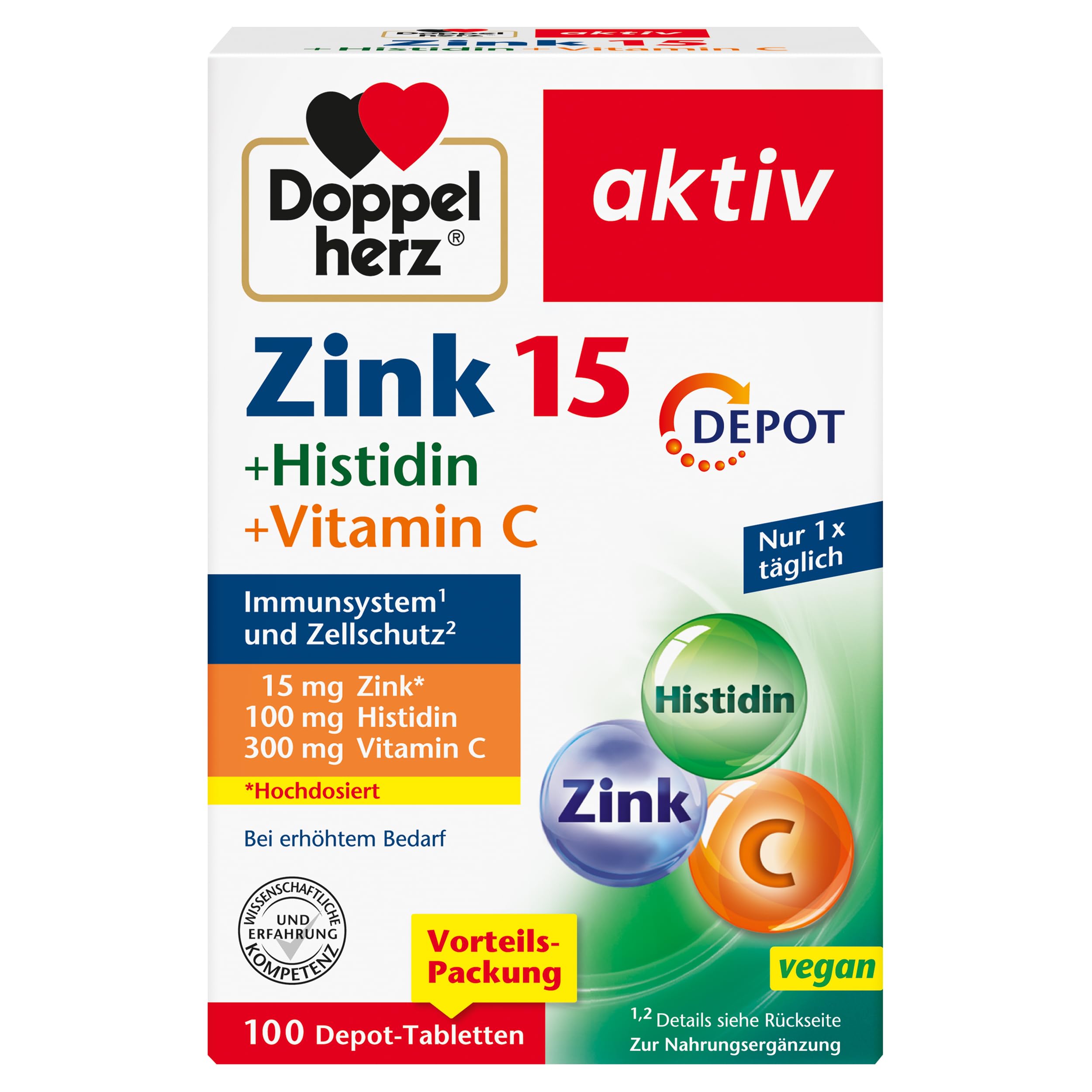 Doppelherz Zink 15 + Histidin + Vitamin C -15 mg