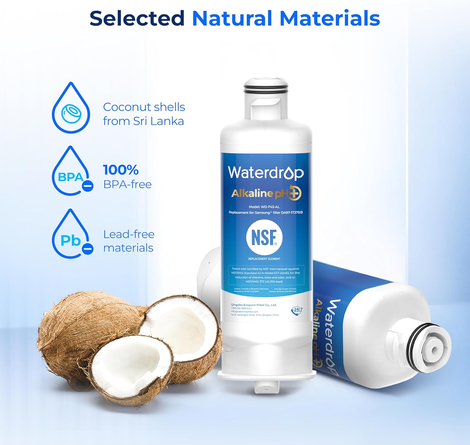 Waterdrop DA97-17376B 3 Filters & Waterdrop 𝐀𝐥𝐤𝐚𝐥𝐢𝐧𝐞 DA97-17376B Water Filter, 𝐄𝐧𝐡𝐚𝐧𝐜𝐞𝐬 𝐩𝐇, 2 Filters