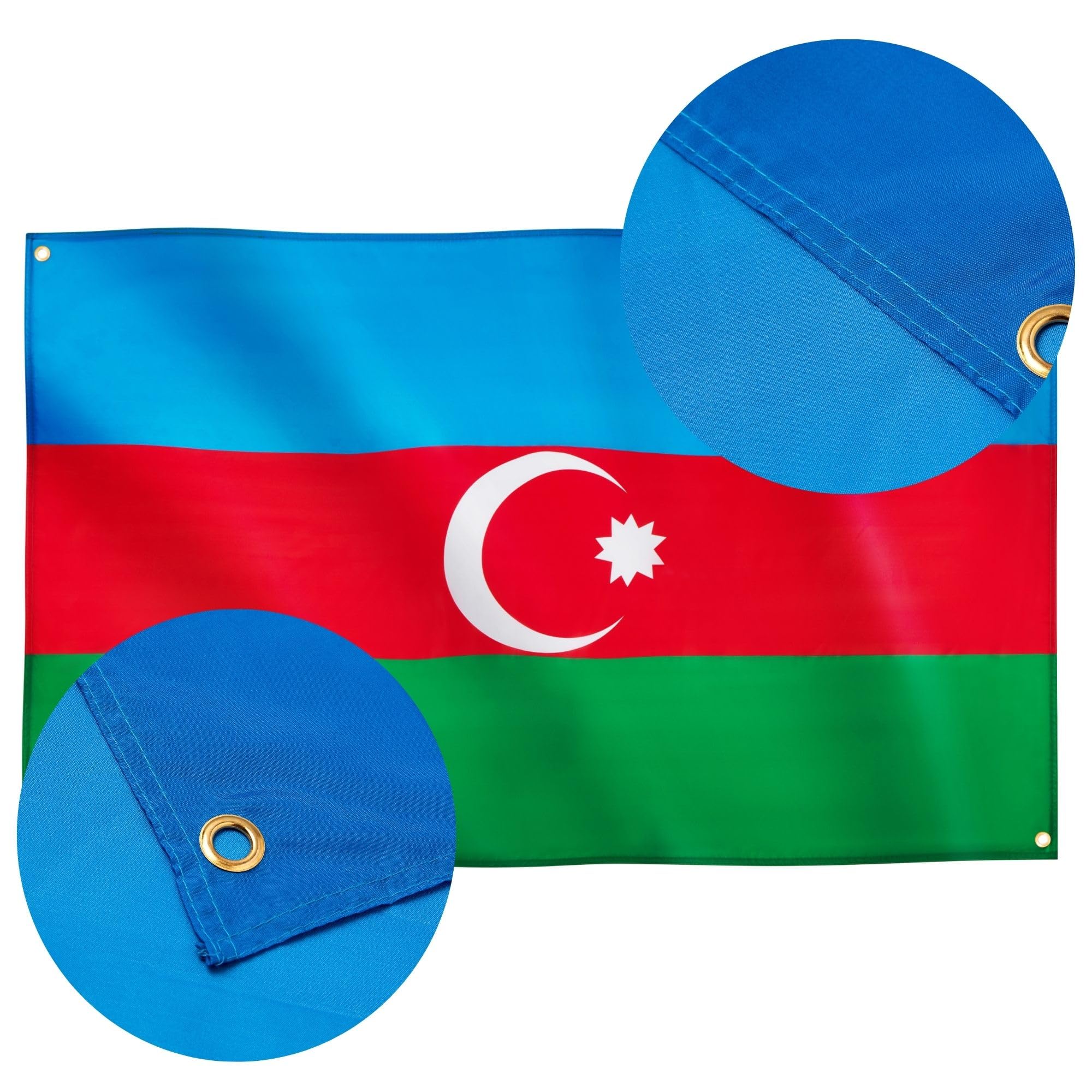 Runesol Azerbaijan Flag, 91x152cm, 3ft x 5ft, üçrəngli bayraq, Tricolour, Martyrs Day, Azerbaijani, 4 Grommets - Image 4
