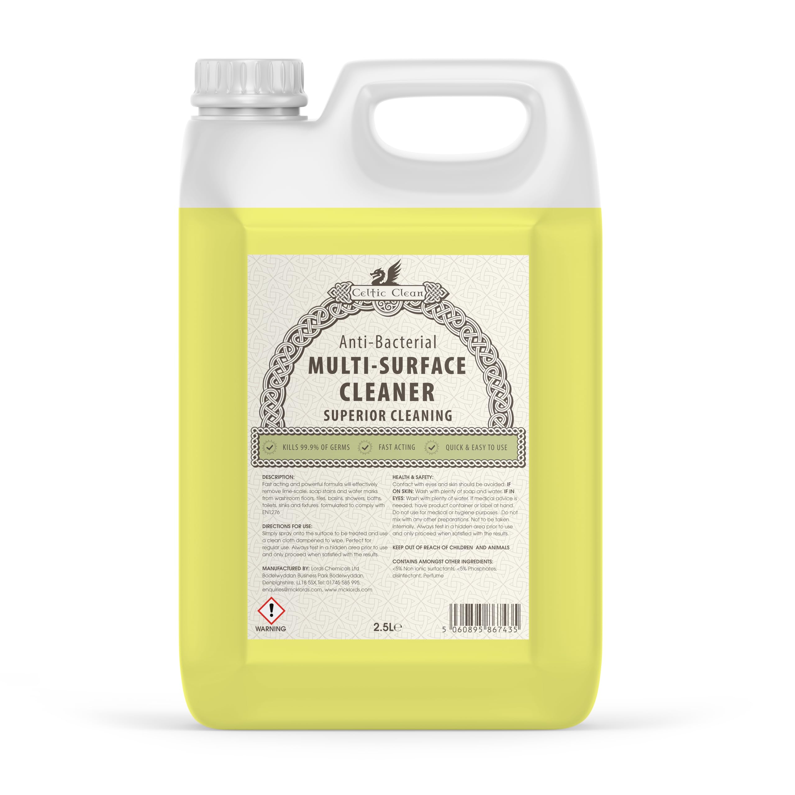 Celtic Clean - Anti-Bacterial Cleaner & Sanitiser Multi Surface - 2.5 Litre