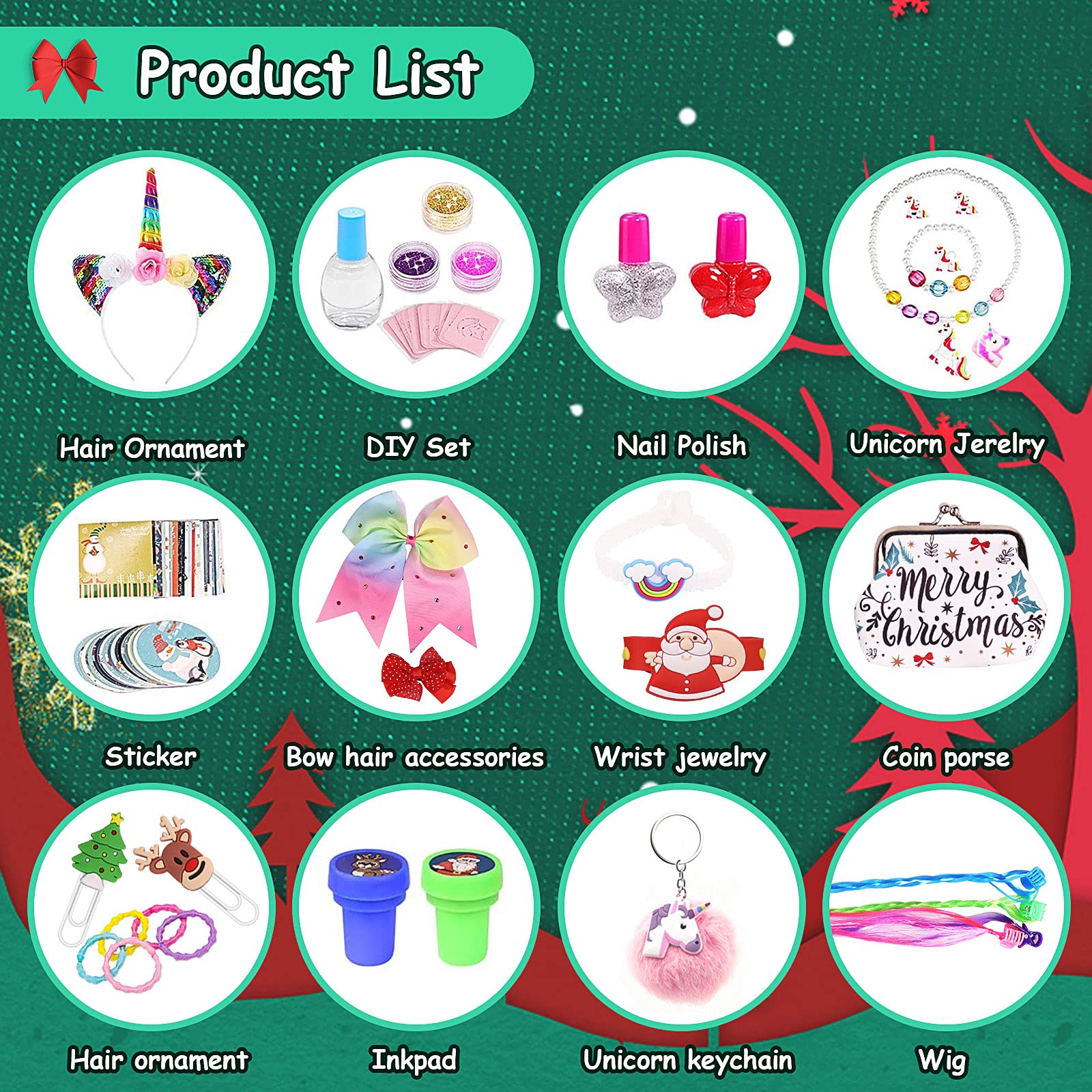 Einhorn Adventskalender Mit 24 Haarschmuck-Teilen – Weihnachtsgeschenk Für Mädchen